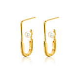 Titanium Steel Clip Pin Pearl Stud Earrings – Holiday Gift Ideas — 3