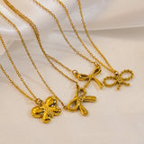 Bow Stainless Steel 14K Gold Earrings Necklace – Jewelry Gift Ideas — 9