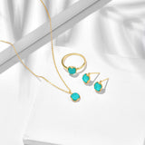 Natural Square Turquoise White Crystal Earrings – Gift Ideas — 3
