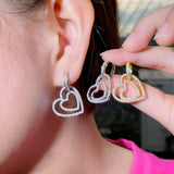 Double Love Earrings Micro Inlaid Zircon Double – Gifts for Couples — 1
