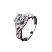 Mosan Diamond Female Silver Ring Gold Exaggerated Two – Gifts for Her — 4