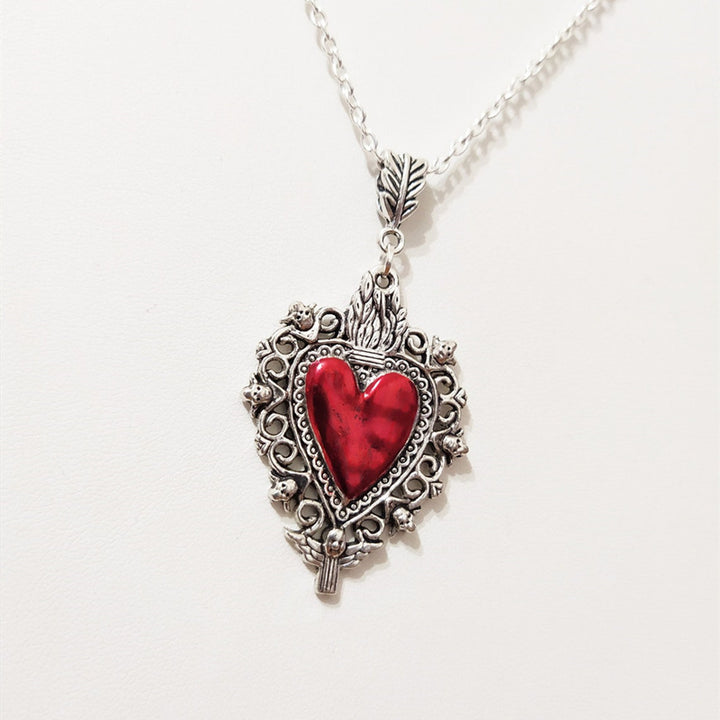 Burning Love Pendant Silver Lace Love Necklace – Jewelry Gift Ideas — 1
