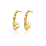 Fashion Stainless Steel Rhinestone Pearl Earrings – Stylish Gifts — 5