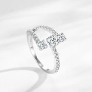 S925 Silver Geometric Design Artificial Diamond Ring – Gifts for Her — 14