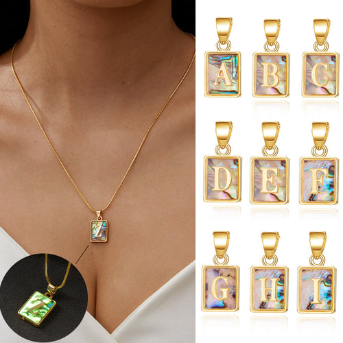 26 Letter Square Necklace Colorful Shell Luminous – Jewelry Gift Ideas — 1