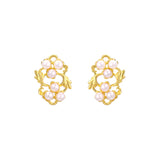 Women's Leaf Flower Pearl Earrings – Gifts for Her — 2