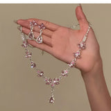 Pink Sparkling Rhinestone Waterdrop Necklace Chic – Jewelry Gift Ideas — 7