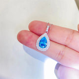 Ocean Blue Sapphire Water Drop Moissanite Pendant – Jewelry Gift Ideas — 2