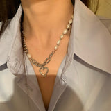 Women's All Match Pearl Heart Stitching Necklace – Jewelry Gift Ideas — 1