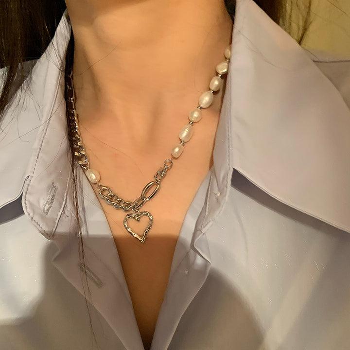 Women's All Match Pearl Heart Stitching Necklace – Jewelry Gift Ideas — 1