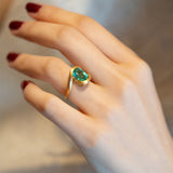 Natural Emerald S925 Sterling Silver Frosted Ring – Surprise Gifts — 1