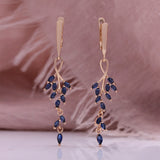 Sapphire Blue Zircon Leaf Earrings – Birthday Gifts — 3