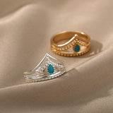 Crown Green Double Layer Hollow Ring – Unique Gift Ideas — 15
