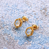 Small And Simple Retro Sky Blue Topaz Stud Earrings – Gifts for Her — 3