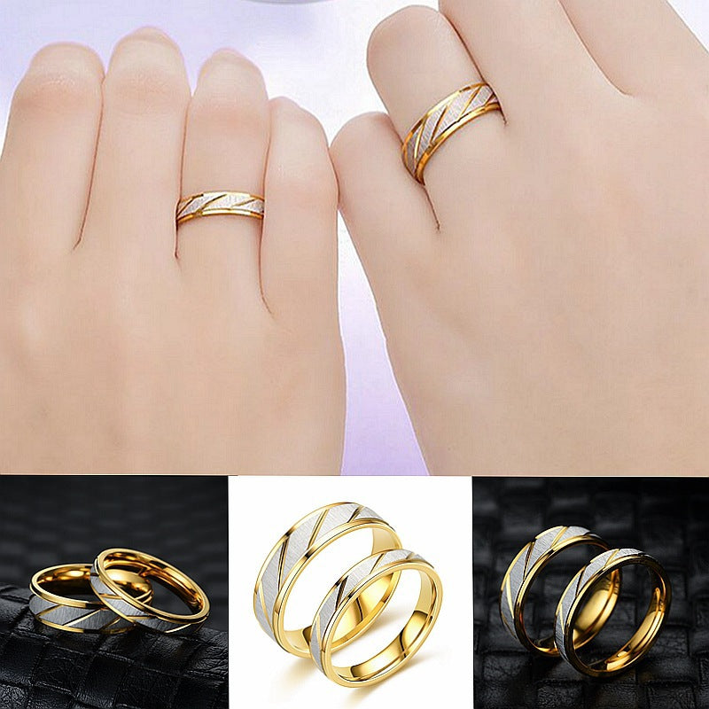 Titanium Steel Ring Diagonal 18K – Thoughtful Gifts — 1