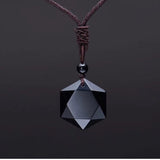 Natural Obsidian Hexawn Star Necklace Pendant – Jewelry Gift Ideas — 15