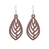 Hollow Geometry Wood Earrings Eardrop Personality – Birthday Gifts — 14