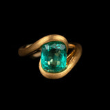 Natural Emerald S925 Sterling Silver Frosted Ring – Surprise Gifts — 5
