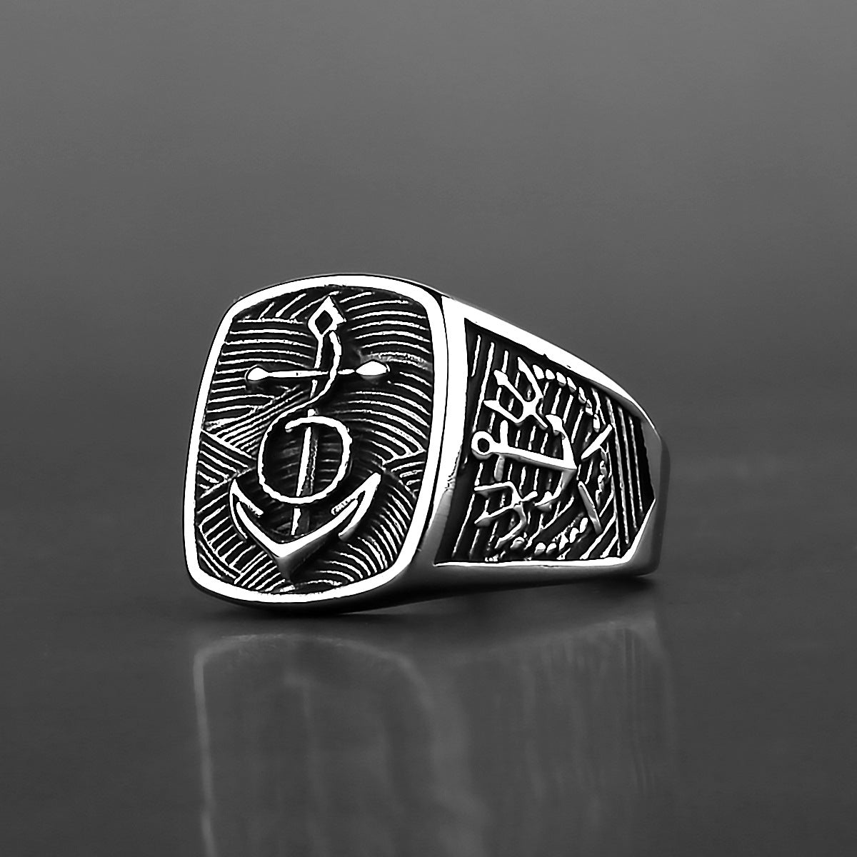 Nordic Viking Boat Anchor Titanium Steel Ring Pirate – Birthday Gifts — 1