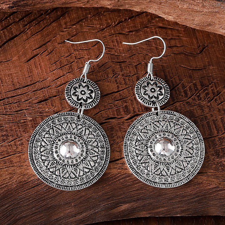 Retro Ethnic Style Round Printed Pendant Earrings – Stylish Gifts — 2