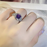 Colorful Gemstone Ring Female Super Inlaid Purple – Gifts for Her — 3