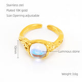 Retro Titanium Steel Moonstone Ring Hip Hop Irregular – Useful Gifts — 11