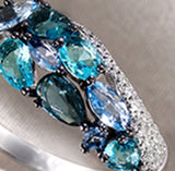 Women's Silver Inlay Sea Blue Zircon Ring – Gifts for Her — 5