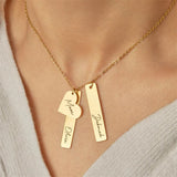 Laser Name Heart Rectangle Pendant Necklace – Jewelry Gift Ideas — 1