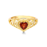 Heart Shaped Natural Garnet Ring – Birthday Gifts — 5