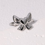 Sweet Heart-shaped Bow Stainless Steel Ring – Holiday Gift Ideas — 2