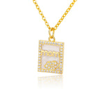 18k Copper Zircon Mom Square Pendant Necklace – Jewelry Gift Ideas — 4