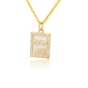 18k Copper Zircon Mom Square Pendant Necklace – Jewelry Gift Ideas — 4
