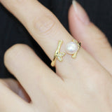 Simple Golden Bamboo Leaf Opening Adjustable Ring – Unique Gift Ideas — 1