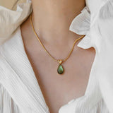 Green Blue Water Drop Pendant Vintage Olive – Jewelry Gift Ideas — 1