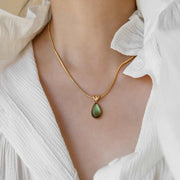 Green Blue Water Drop Pendant Vintage Olive – Jewelry Gift Ideas — 1