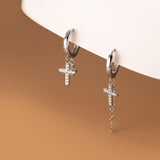 Short Cross Chain Ear Clip Women's Rhinestone Earrings – Gifts for Her — 3