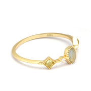14K Yellow Gold Inlaid Navy Green Olive Ring – Small Gift Ideas — 6