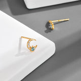 Star Moon Mini S925 Silver Gold Plated Natural Topaz Stud – Gift Ideas — 4