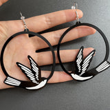 Acrylic Dangle Earrings Round Asymmetric Black – Jewelry Gift Ideas — 17