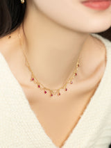 Gold-plated Lace Tassel Imitation Ruby Vintage – Jewelry Gift Ideas — 3