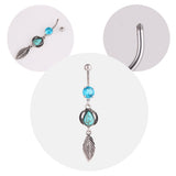 Turquoise Water Drop Leaves Belly Button Ring – Special Occasion Gifts — 5