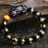 Natural Obsidian Six Sons Mantra Bracelet – Jewelry Gift Ideas — 3