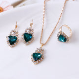 Water drop rhinestone necklace earrings ring set – Jewelry Gift Ideas — 4