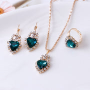 Water drop rhinestone necklace earrings ring set – Jewelry Gift Ideas — 4