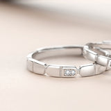 Simple Square Couple Ring Silver Men And Women – Gifts for Him — 3