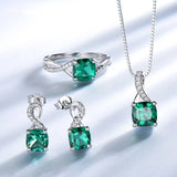 Three-Piece Emerald Ladies Pendant Earrings Ring – Jewelry Gift Ideas — 5