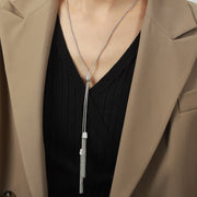 Long Tassel Inlaid Zircon Titanium Steel Necklace – Jewelry Gift Ideas — 7