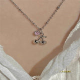 Titanium Steel Love Sweet Cherry Heart Necklace – Jewelry Gift Ideas — 1