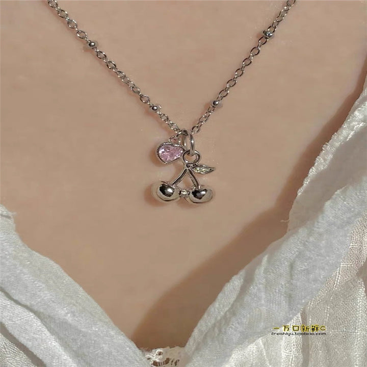 Titanium Steel Love Sweet Cherry Heart Necklace – Jewelry Gift Ideas — 1