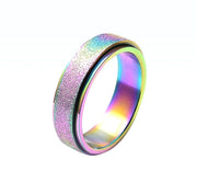 Turnable Anxiety Rings Rainbow Silver Color Relieve – Gifts for Her — 3